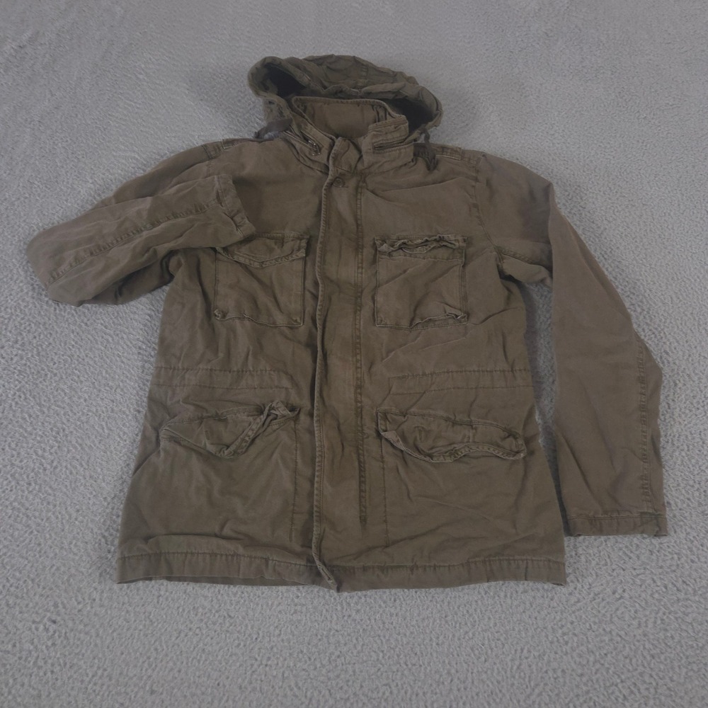 Vintage Gap Jacket Mens S Green Fatigue Cotton Hooded Utility Field Coat Y2K